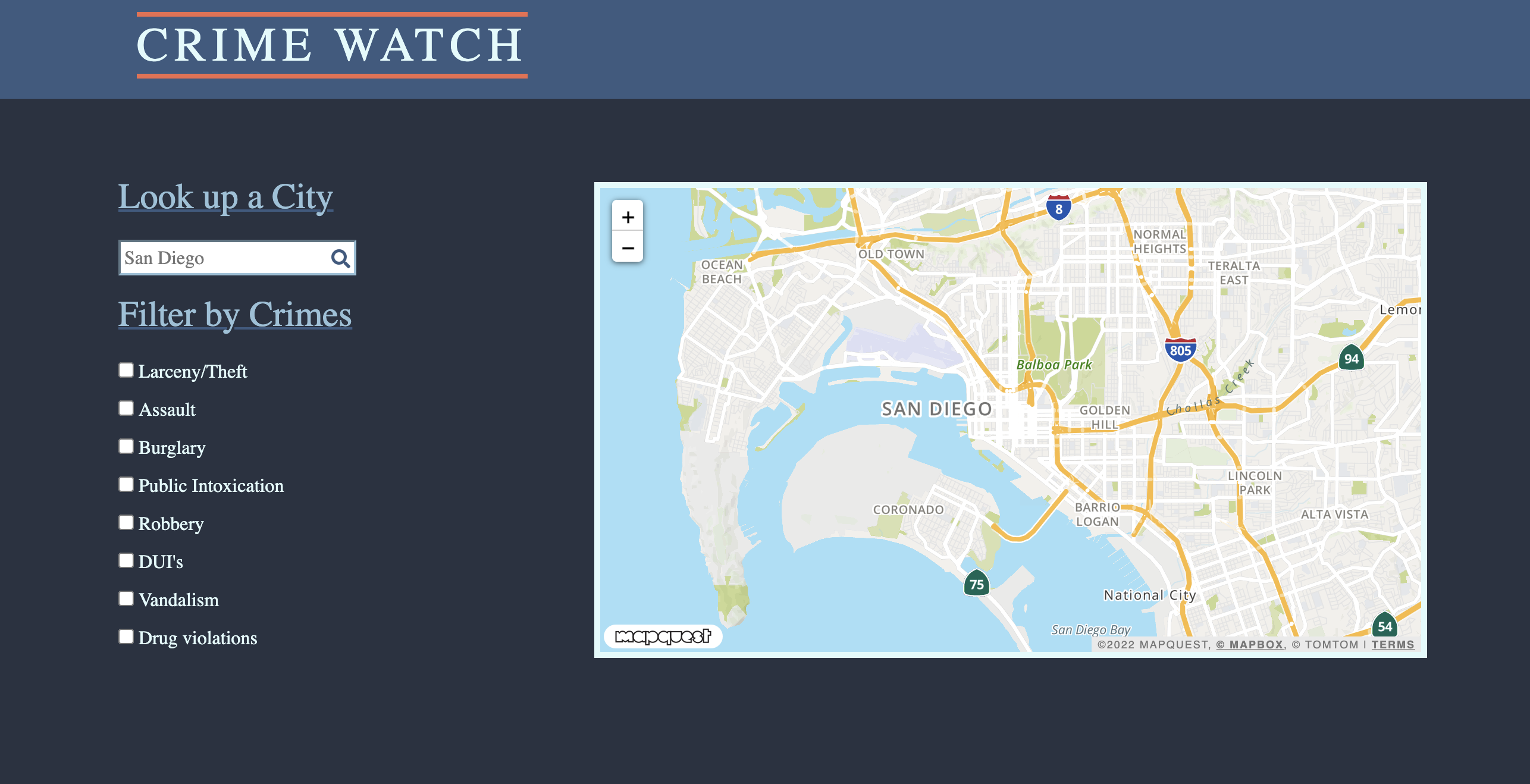 image of Crime Watch homepage